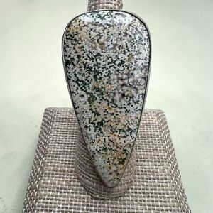 New Ocean Jasper Statement Ring Sterling Silver Overlay 925 Size 6.5–6.75